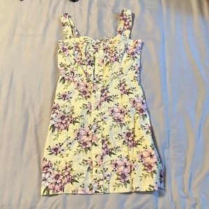 Forever 21 yellow floral button up front dress